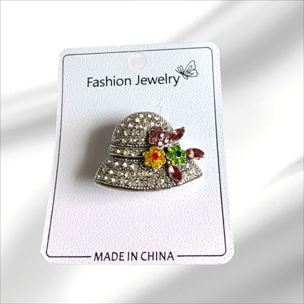 Bonnet Hat Silver Brooch